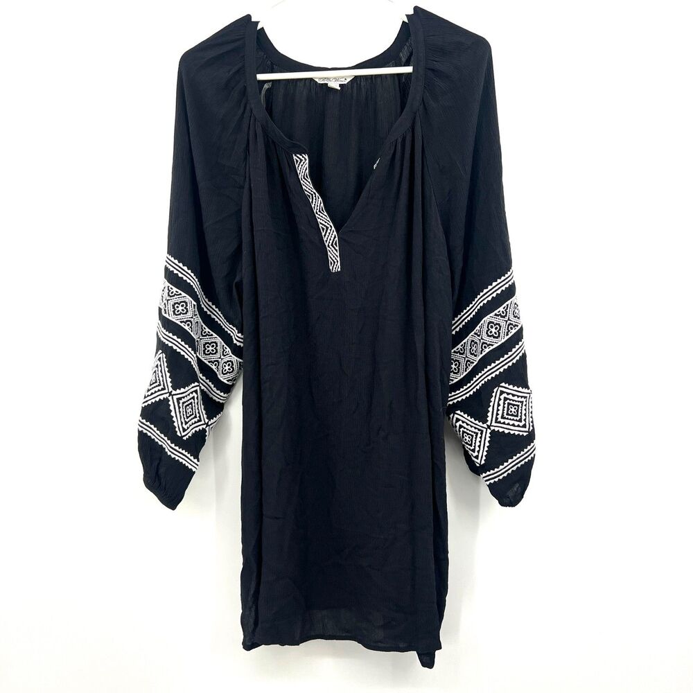 The Pioneer Woman Black Embroidered Boho Peasant Tunic Top Womens XXXL Rayon